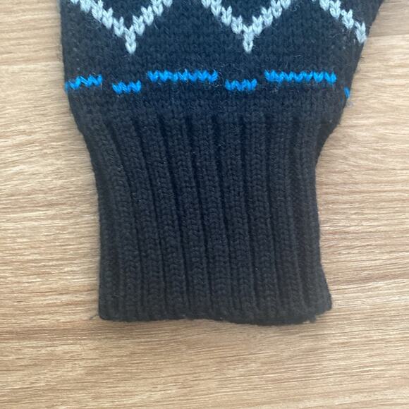 Vintage 80s Aspen Lid Blue Black White Nordic Acrylic Wool Knit Sweater sz Large - Picture 3 of 8